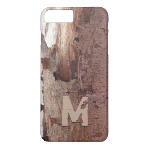 Rustic Peeling Wood Tree Bark Monogram iPhone 8 Plus/7 Plus Case