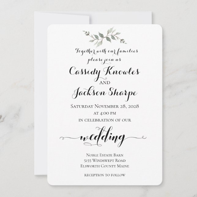Rustic Pen & Ink Calligraphy Wedding Invitation (Front)