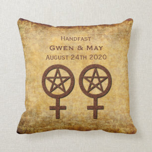 Rustic Pentacle Lesbian Handfasting Gift Pillow