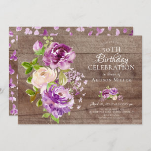 Rustic Peonies Floral Birthday  Invitation