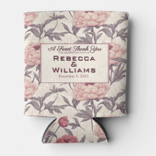 Rustic Peonies Flower Autumn Wedding Can Cooler