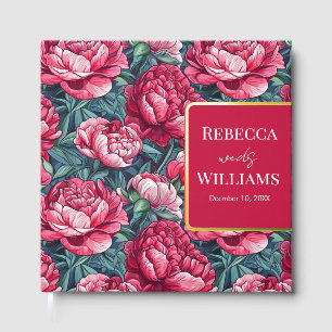 Rustic Peonies Flower Barn Wedding Guest Book