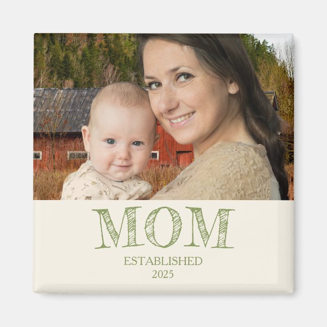 Rustic Personalise Name Year Established Mum Gift Magnet (Front)