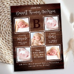 Rustic Personalised 5 Photo New Baby Announcement Postcard<br><div class="desc">Announce your new baby to friends and family with these rustic chalkboard slate, fun modern and unique photo collage birth announcement cards. Customise with 5 of your photos, and personalise with monogram initial, name, birth stats. Inspirational quote: "A little Miracle sent from above, a sweet Baby to cuddle and love"...</div>