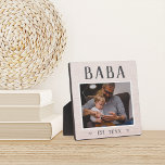 Rustic Personalised Baba Grandpa Photo Plaque<br><div class="desc">Custom grandpa plaque for Father's Day,  birthdays,  or Grandparents Day features a favourite photo of his grandchild or grandkids with "Baba" above in rustic lettering. Personalise with the year he became a grandfather beneath,  or add a custom message or name.</div>