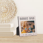 Rustic Personalised Bonus Dad Stepfather Photo Plaque<br><div class="desc">Charming custom plaque for Father's Day,  birthdays,  or new stepdads features a favourite photo with "Bonus Dad" above in rustic lettering. Personalise with the year he became a stepfather beneath,  or add a custom message or name.</div>