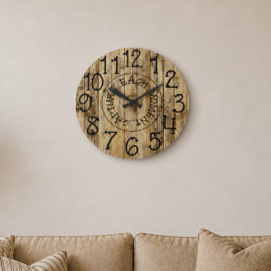 Rustic Personalised Brown Wood Capture Each Moment Large Clock