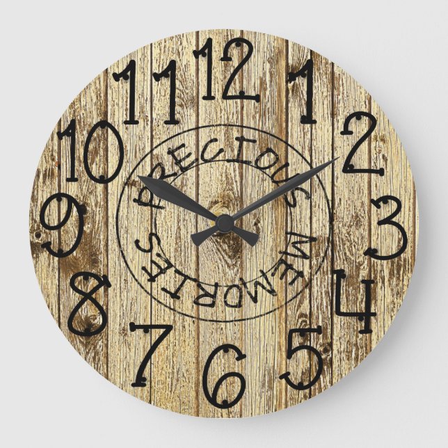 Rustic Personalised Brown Wood Precious Memories Large Clock (Front)
