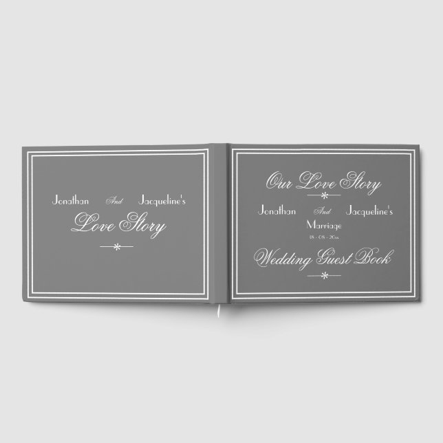Rustic Personalised Chic Grey And White Wedding Guest Book (Full)