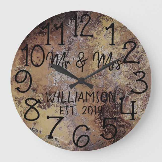 Rustic Personalised Distressed Rust Custom Large Clock (Front)
