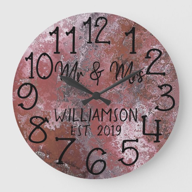 Rustic Personalised Distressed Rust Custom Large Clock (Front)