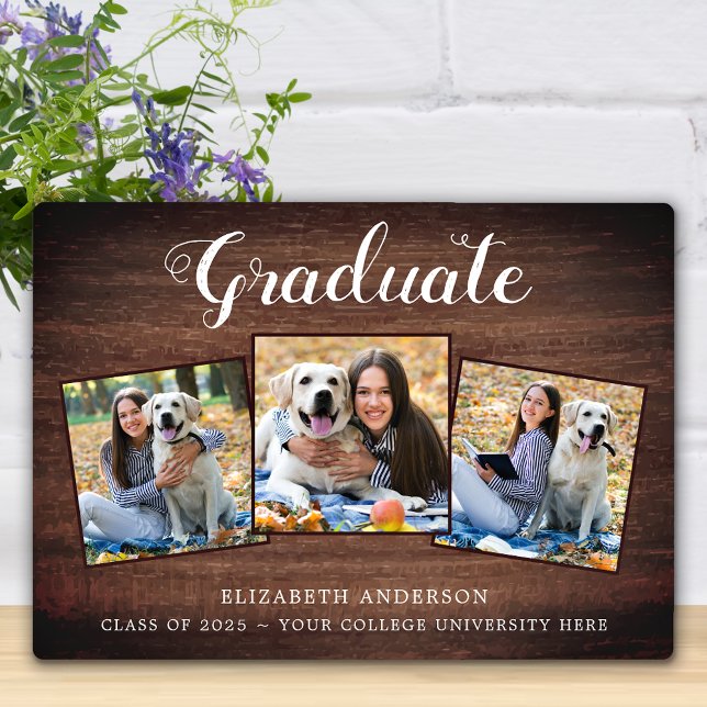 Rustic Personalised Graduate Photo Collage Plaque (Creator Uploaded)