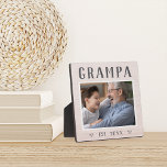 Rustic Personalised Grampa Grandpa Photo Plaque<br><div class="desc">Custom grandpa plaque for Father's Day,  birthdays,  or Grandparents Day features a favourite photo of his grandchild or grandkids with "Grampa" above in rustic lettering. Personalise with the year he became a grandfather beneath,  or add a custom message or name.</div>