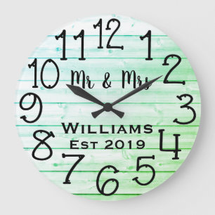 Rustic Personalised Grey Distressed Wood Custom Large Clock
