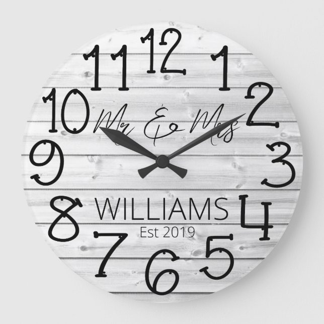 Rustic Personalised Grey Distressed Wood Custom Large Clock (Front)