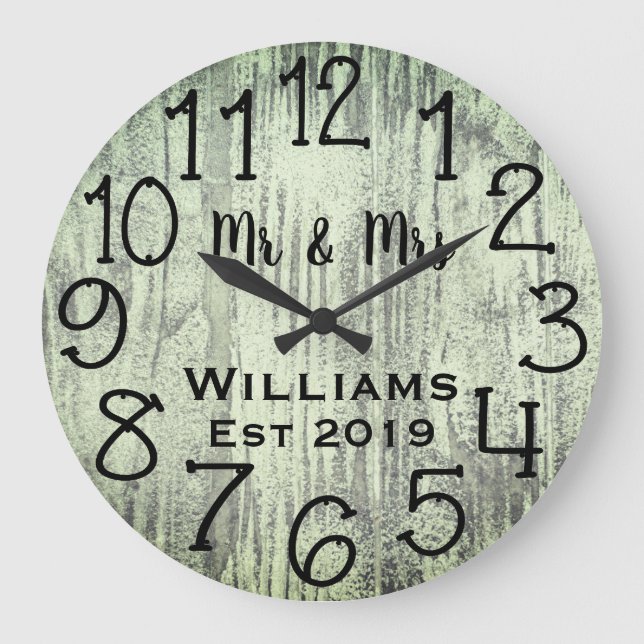 Rustic Personalised Grey Wood Custom Large Clock (Front)