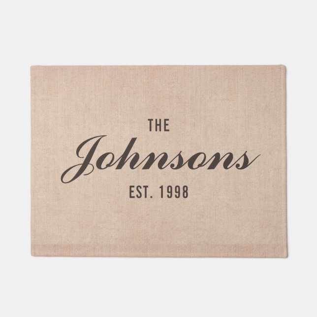 Rustic Personalised Last Name Doormat (Front)