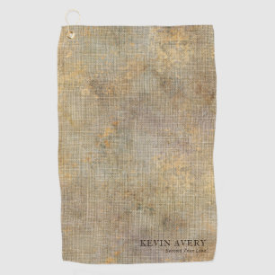 Rustic Personalised Linen Texture Business Golf Towel