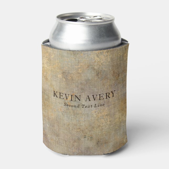 Rustic Personalised Linen Texture Can Cooler (Can Front)