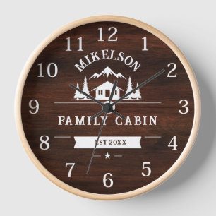 Rustic Personalised Name Family Cabin Clock