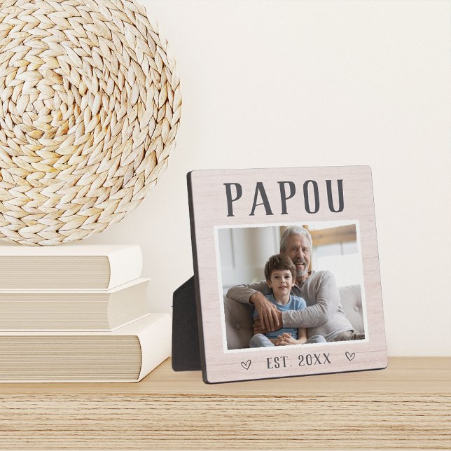 Rustic Personalised Papou Grandpa Photo Plaque (Creator Uploaded)