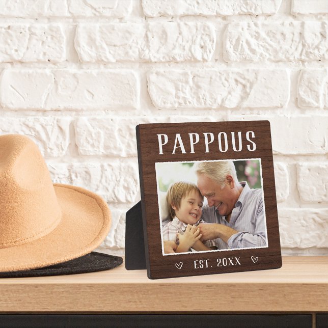Rustic Personalised Pappous Grandpa Photo Plaque (Creator Uploaded)