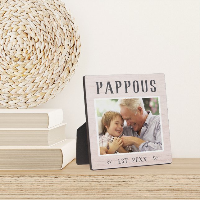 Rustic Personalised Pappous Grandpa Photo Plaque (Creator Uploaded)