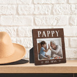 Rustic Personalised Pappy Grandpa Photo Plaque<br><div class="desc">Custom grandpa plaque for Father's Day,  birthdays,  or Grandparents Day features a favourite photo of his grandchild or grandkids with "Pappy" above in rustic lettering. Personalise with the year he became a grandfather beneath,  or add a custom message or name.</div>