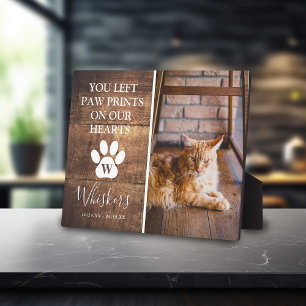 Rustic Personalised Paw Print Cat In Loving Memory Plaque