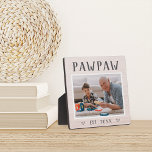 Rustic Personalised Pawpaw Grandpa Photo Plaque<br><div class="desc">Custom grandpa plaque for Father's Day,  birthdays,  or Grandparents Day features a favourite photo of his grandchild or grandkids with "Pawpaw" above in rustic lettering. Personalise with the year he became a grandfather beneath,  or add a custom message or name.</div>