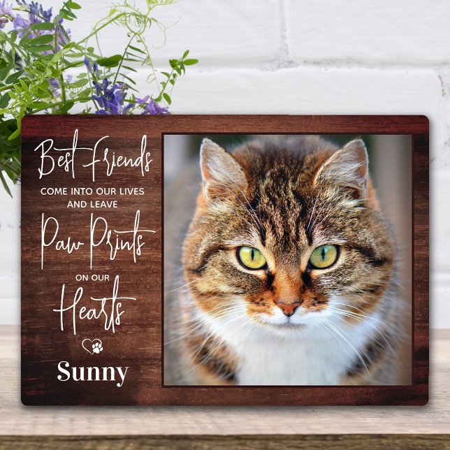 Rustic Personalised Pet Memorial Cat Photo Plaque (Creator Uploaded)