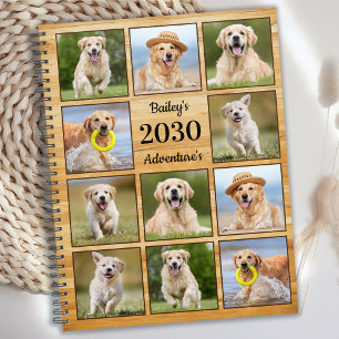 Rustic Personalised Photo Collage Pet Dog Yearly Planner
