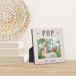 Rustic Personalised Pop Grandpa Photo Plaque<br><div class="desc">Custom grandpa plaque for Father's Day,  birthdays,  or Grandparents Day features a favourite photo of his grandchild or grandkids with "Pop" above in rustic lettering. Personalise with the year he became a grandfather beneath,  or add a custom message or name.</div>