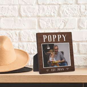 Rustic Personalised Poppy Grandpa Photo Plaque