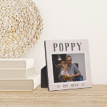 Rustic Personalised Poppy Grandpa Photo Plaque<br><div class="desc">Custom grandpa plaque for Father's Day,  birthdays,  or Grandparents Day features a favourite photo of his grandchild or grandkids with "Poppy" above in rustic lettering. Personalise with the year he became a grandfather beneath,  or add a custom message or name.</div>