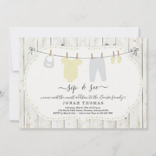Rustic Personalised Sip and See Invitation