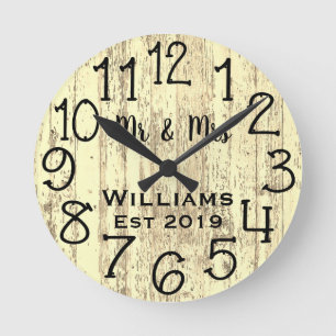 Rustic Personalised Teal Distressed Wood Custom Round Clock