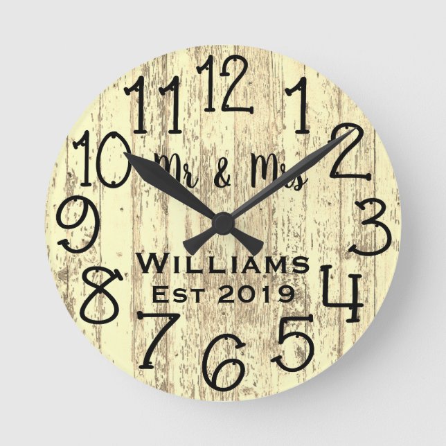 Rustic Personalised Teal Distressed Wood Custom Round Clock (Front)