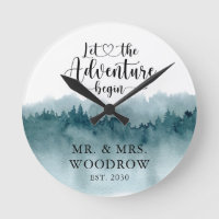 Rustic Personalised Wedding Newlyweds Large Clock