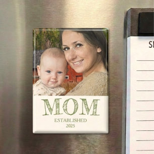 Rustic Personalize Name Year Established Mom Gift Magnet