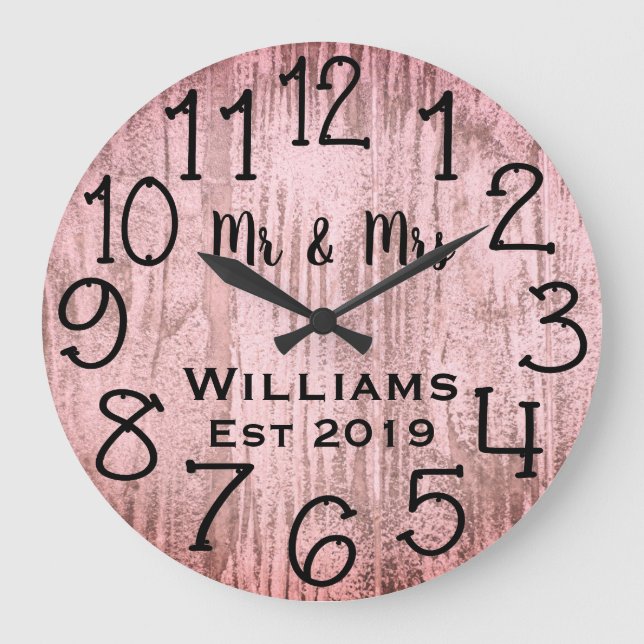 Rustic Personalized Gray Wood Custom Large Clock (Front)