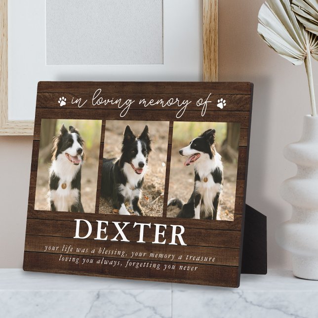 Rustic Pet Loss Memorial 3 Photo Plaque (Creator Uploaded)