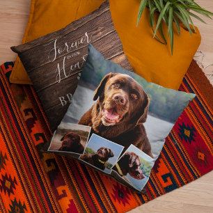 Rustic Pet Memorial 4 Picture Collage & Quote Cushion