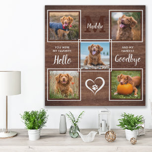 Rustic Pet Memorial Personalised Photo Collage Faux Canvas Print
