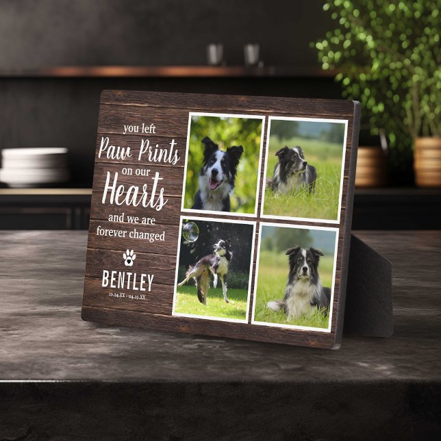 Rustic Pet Memorial Photo Collage Keepsake Plaque (Creator Uploaded)