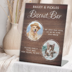 Rustic Pet Wedding Custom Photo Dog Treat Favour Pedestal Sign