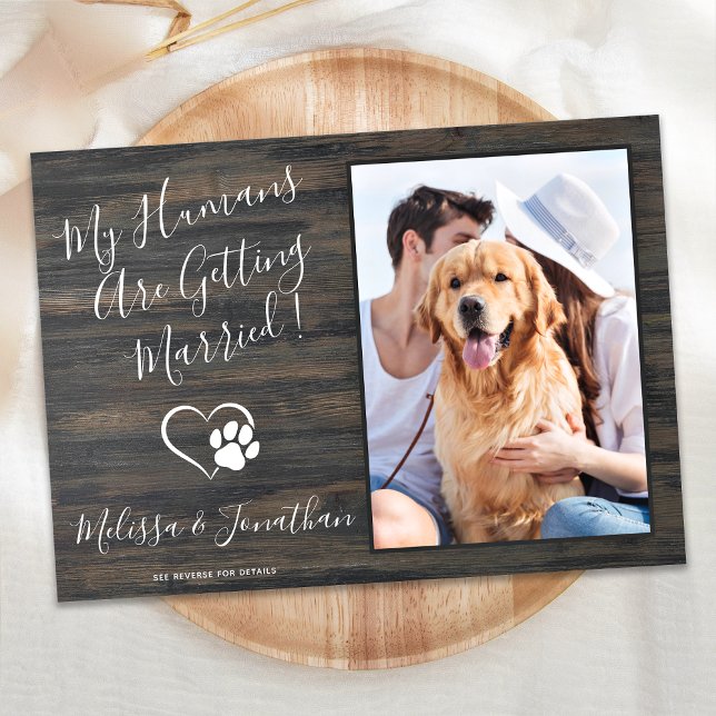 Rustic Pet Wedding Dog Photo QR Code All In One  Invitation (Creator Uploaded)
