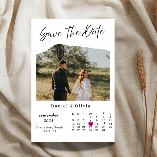 Rustic Photo Calendar Save The Date Card (Creator Uploaded)