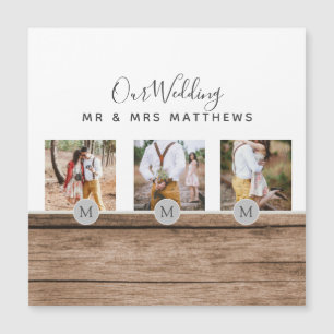 Rustic Photo Collage Monogram NEWLYWEDS WEDDING