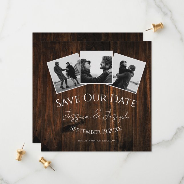 Rustic Photo Collage Save The Date (Front/Back In Situ)